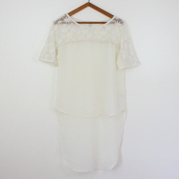 Umgee USA Top Women's Size Small Cream Sheer High-Low Daisy Boho Tunic - Picture 1 of 7